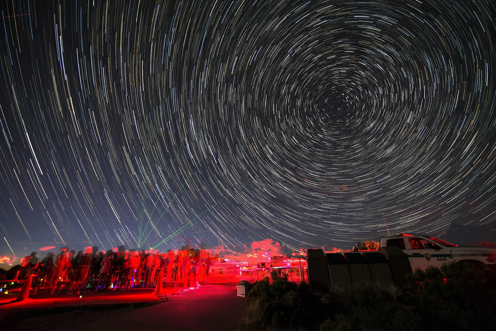 Star trails circling the celestial pole