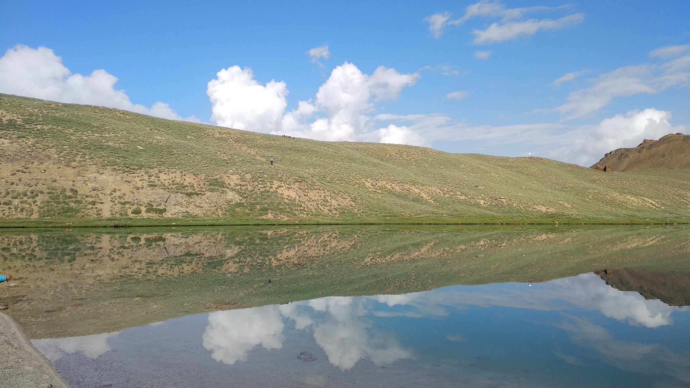 Chandratal lake mirroring the high Himalaya