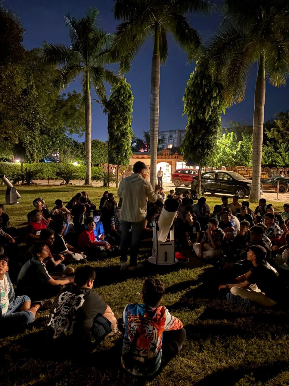 School students taking part in a hands-on astronomy session